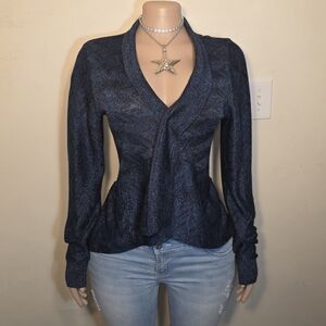 ☆Apt. 9 Navy Shimmery Peplum Cardigan☆